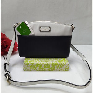 Kate Spade New York Colorblock Black White Leather Zipper Closure Crossbody Bag
